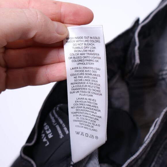 FRAME Le Garçon Straight Ankle Jeans Edgy Black Mid Rise Crinkle Women's 32 - Picture 10 of 10